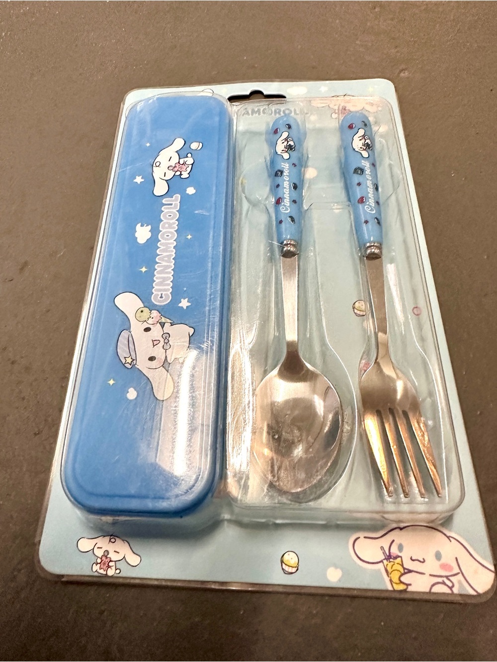 Sanrio Cinnamoroll Blue Stainless Steel Spoon & Fork Set with Case